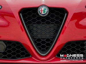 Alfa Romeo Giulia Front V Shield Grill Frame + Emblem Frame Kit - Carbon Fiber